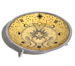 Triple Leg Enamelled Offering Plate - Hands & Sun