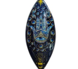Enamel Incense Bowl - Aluminum - Blue Hamsa