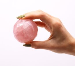 Gemstone Faceted Healing Ball & Stand - Rose Quartz