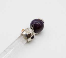 Celestial Prism Wand - Amethyst Moving Crystal Sphere Quartz Stem - 12cm