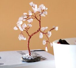 Gemstone Tree - Rock Quartz on Black Agate Base (35 stones)