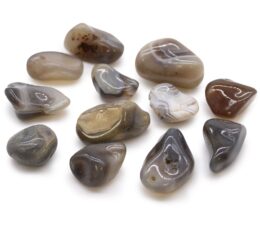 Bag of 12 Medium African Tumble Stones - Grey Agate - Botswana