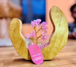 Gemstone Tree Garden - Mango Wood Open Ring - Rose Quartz - 60 chipstones