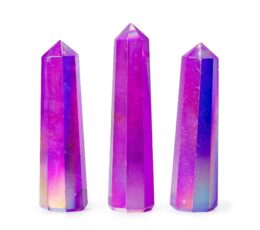 Gemstone Obelisk Point approx 9cm - Aurura Crystal Quartz - Purple