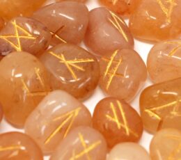 Runes Stone Set in Pouch - Yellow Aventurine