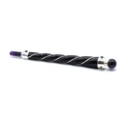 Twisted Healing Wand - Silver Amethyst Sphere