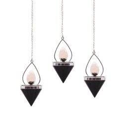 Gemstone Lantern of Life Pendulum - Black Agate & Rose Quartz