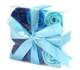 Set of 9 Soap Flowers - Blue Wedding Roses