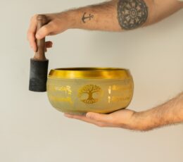 Large Aluminum Singing Bowl - Buddha Tree of Life - Copper Colour (19cm)