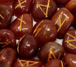 Runes Stone Set in Pouch - Red Aventurine