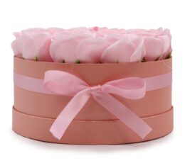Soap Flower Gift Bouquet - 14 Pink Roses - Round