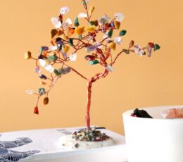 Lrg Gemstone Tree - Multi Stones on Natural Agate Base (100 stones)