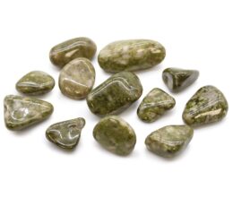 Bag of 12 Medium African Tumble Stones - Epidote Snowflake