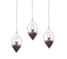 Gemstone Lantern of Life Pendulum - Amethyst & Rock Quartz