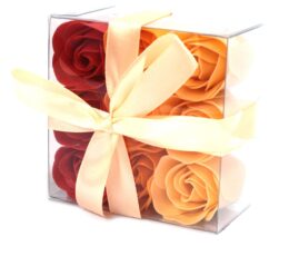 Set of 9 Soap Flower Box - Peach Roses