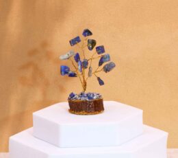 Mini Gemstone Trees On Wood Base - Sodalite (15 stones)