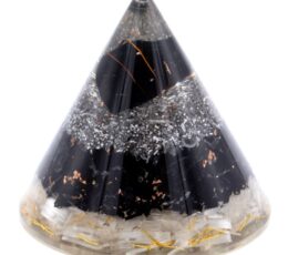 Orgonite Cone - Selenite and Black Toumaline Copper - 90 mm