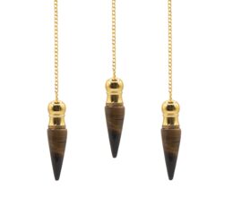 Secret Cavity Discovery of Truth Pendulum - Tiger Eye - Gold Plated
