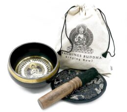 Hand Beaten & Engraved Singing Bowl Gift Set - 14cm - Teachings Buddha