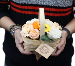 Medium Orange Bouquet in Wicker Basket