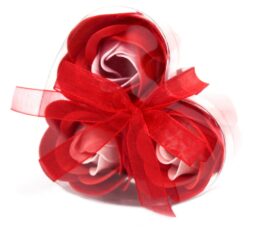 Set of 3 Soap Flower Heart Box - Red Roses