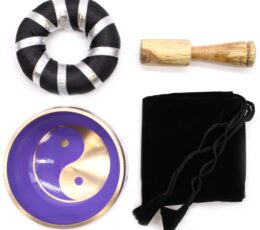 Yin & Yang Singing Bowl Set- White/Purple 10.7cm