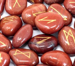 Runes Stone Set in Pouch - Red Jasper