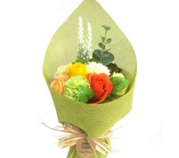 Standing Soap Flower Bouquet - Green Yellow