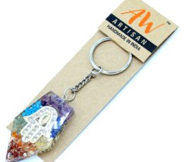 Orgonite Power Keyring - Gemstone Chakra Hamsa