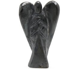 Hand Carved Gemstone Angel - Hematite