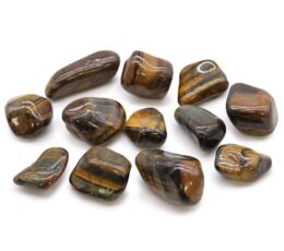 Bag of 12 Medium African Tumble Stones - Tigers Eye - Varigated