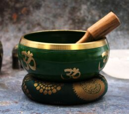 Lrg Tree of Life Singing Bowl Set- Green 14cm