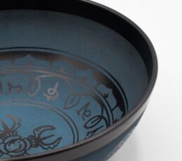 Large Aluminum Singing Bowl - Tibetan Double Dorjy Design - Blue (27cm)