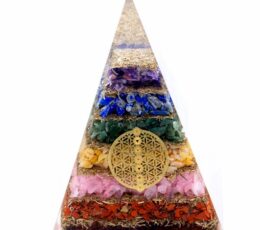 Orgonite Pyramid - Seven Chakra Flower of Life - 70 mm