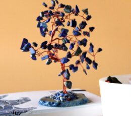 Lrg Gemstone Tree - Sodalite on Blue Agate Base (100 stones)