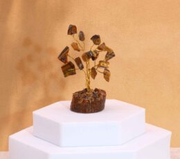 Mini Gemstone Trees On Wood Base - Tigereye (15 stones)