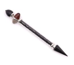 Shiva Lingam Magic Wand - Black Tourmaline & Agate - Protection