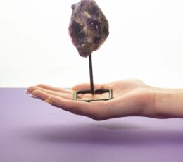 Mineral Specimen on Metal Stand - Amethyst