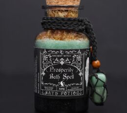 Ancient Witch Bath Spell Potion & Aventurine Crystal Amulet - Prosperity