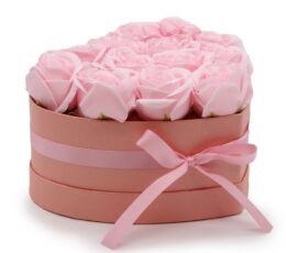 Soap Flower Gift Bouquet - 13 Pink Roses - Heart