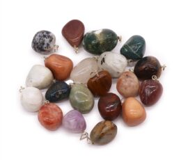 Mixed Silver Plated Crystal Tumbled Stone Pendants