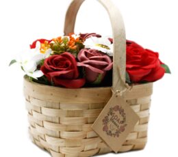 Large Red Bouquet in Wicker Basket