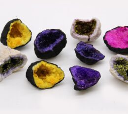 Coloured Calsite Geodes - Black Rock - Dark Red