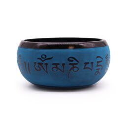 Earth Powder Singing Bowl - Blue Mantra Five Buddha - 16cm