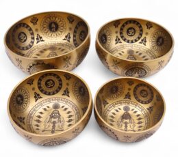 Pure Brass Etched Yogi - Set of 4 - Approx 3.85kg
