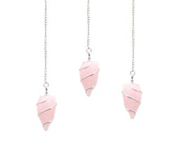 Raw Gemstone Pendulum - Rose Quartz