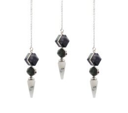 Psychic Gateway Edition - Three Piece Pendulum - Multi Fluorite - Labradorite - Rainbow Moonstone