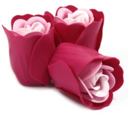 Set of 3 Soap Flower Heart Box - Pink Roses