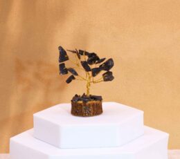 Mini Gemstone Trees On Wood Base - Black Agate (15 stones)
