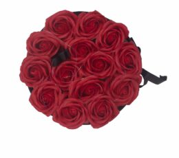Soap Flower Gift Bouquet - 14 Red Roses - Round